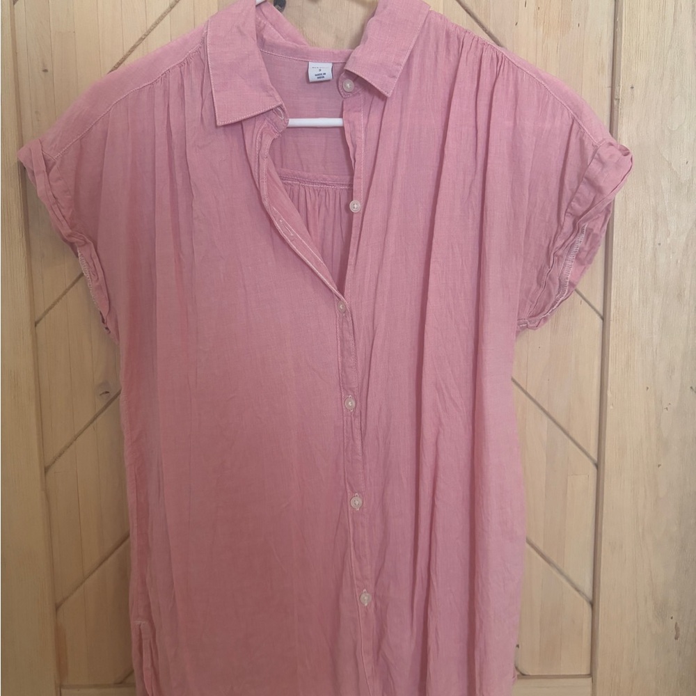Relaxed Pink Button-Up Women's Top